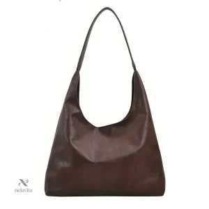 Sac Hobo noir minimaliste pour femme Grand sac à main souple et élégant en simili cuir