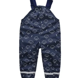 Salopette Imperméable Enfant – Pantalon de Pluie avec Bretelles Motifs Nuages