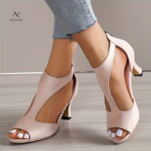 Sandales femme à talon - fermeture éclair arrière et bout ouvert