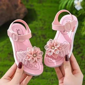 Sandales fille été avec fleurs 3D – Chaussures légères et confortables pour bébé et enfant