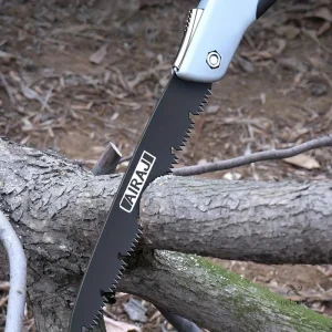 Scie Pliante de Survie AIRAJ – Lame Dentelée pour Camping, Randonnée et Bûches