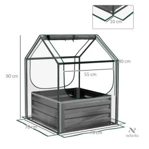 Serre de jardin avec jardinière intégrée pour cultiver