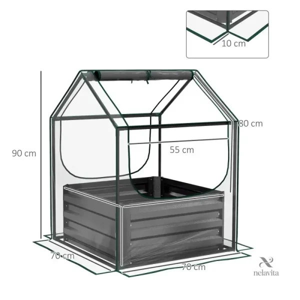 Serre de jardin avec jardinière intégrée pour cultiver