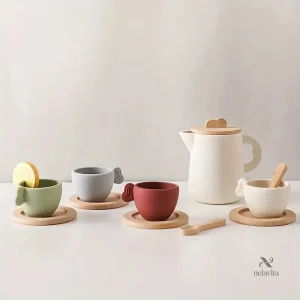 Théière en bois pour jeux d'imitation éducatifs