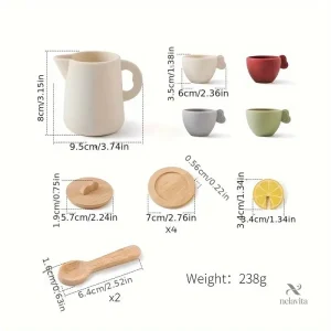 Tasses en bois colorées pour le service à thé