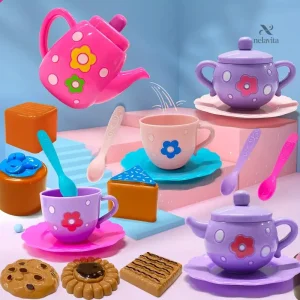 Service à thé en jouet pour enfants avec accessoires complets