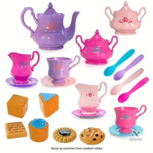 Set de jeu d'imitation avec tasses et théière colorées