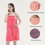 Douce serviette de bain avec poches pour accessoires