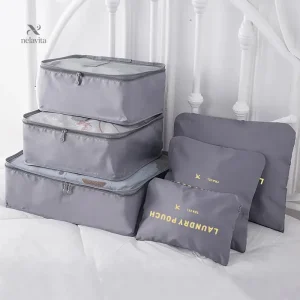 Set de 6 Organisateurs de Valise – Poches de Rangement pour Vêtements et Accessoires de Voyage