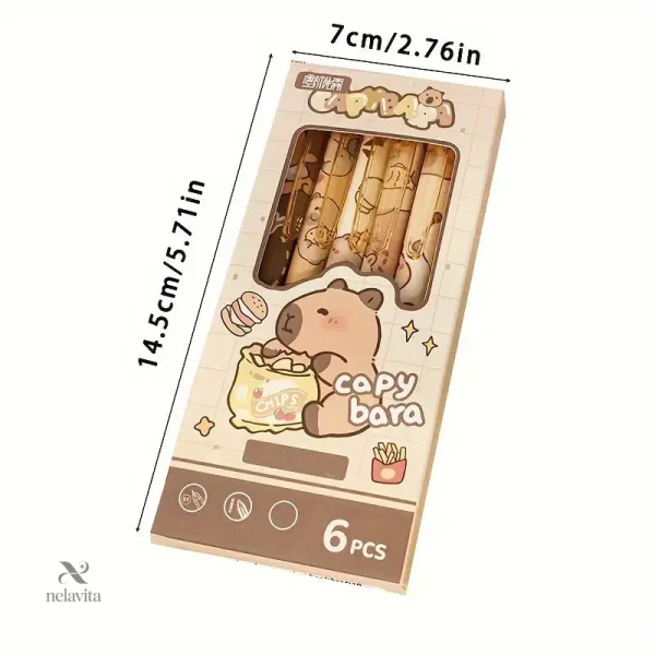 set-de-6-stylos-gel-capybara-stylos-mignons-a-encre-noire-yzaf2d-1 Set de stylos gel Capybara pour écrire et dessiner