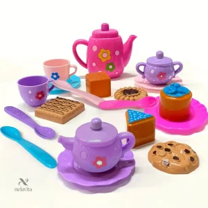 Set de Dinette Jouet pour Bébé – Service à Thé avec Tasses, Assiettes et Gâteaux Colorés