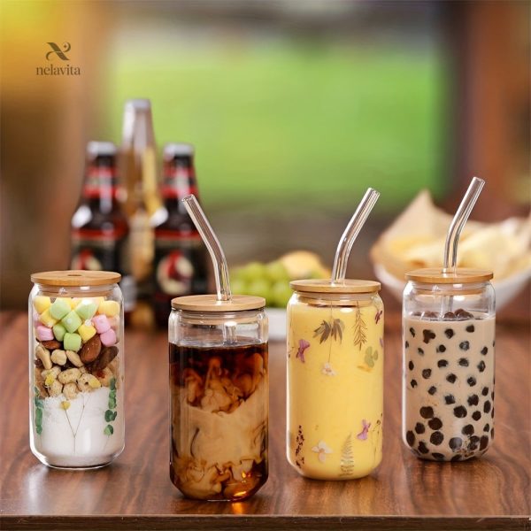 set-de-gobelets-en-verre-avec-couvercles-pailles-etanches-1 Gobelets en verre avec couvercles et pailles étanches 550ml