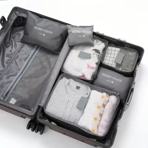 Set de pochettes de voyage 6 pièces Organisateurs valise imperméables pour vêtements et cosmétiques