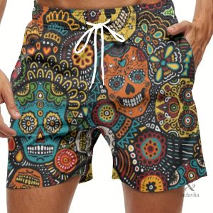 Short de bain motif tête de mort