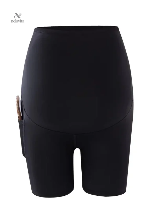 short-de-grossesse-gainant-noir-avec-poche-laterale-leggi-f9x5og-1 Short de grossesse gainant noir avec poche latérale
