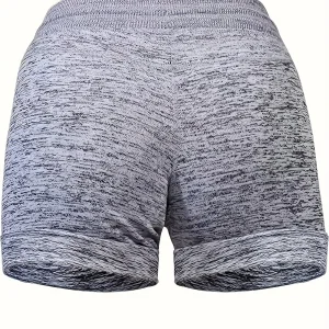 Short de Plage Femme Gris Chiné – Imprimé Palmiers & Message "Day Drinkin’", Look Détente Estival