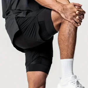 Short de sport homme 2 en 1 – Running & Fitness – Léger, respirant avec cuissard intégré