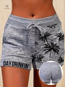 Short Imprimé Palmier avec cordon et poches pratiques