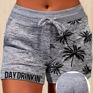 Short Imprimé Palmier avec cordon et poches pratiques
