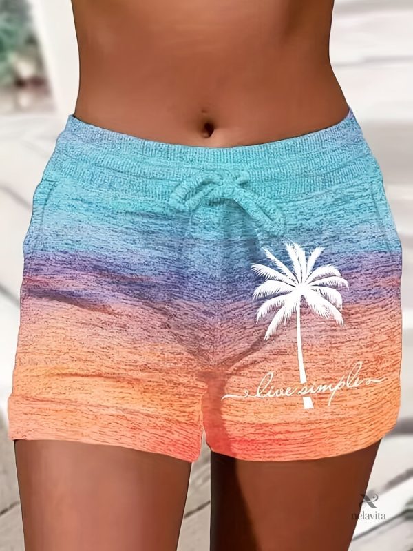short-imprime-palmier-taille-elastique-a-cordon-1 Short Palmier Femme – Taille Élastique à Cordon