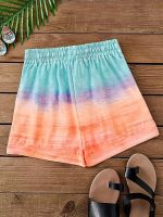 Shorts à imprimé palmier pour femmes, taille élastique