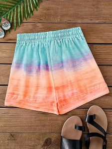Shorts à imprimé palmier pour femmes, taille élastique