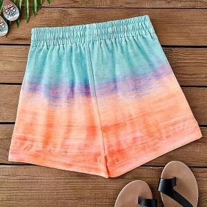Shorts à imprimé palmier pour femmes, taille élastique