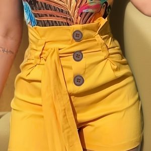 Short Taille Haute Boutonné & Ceinturé pour femmes