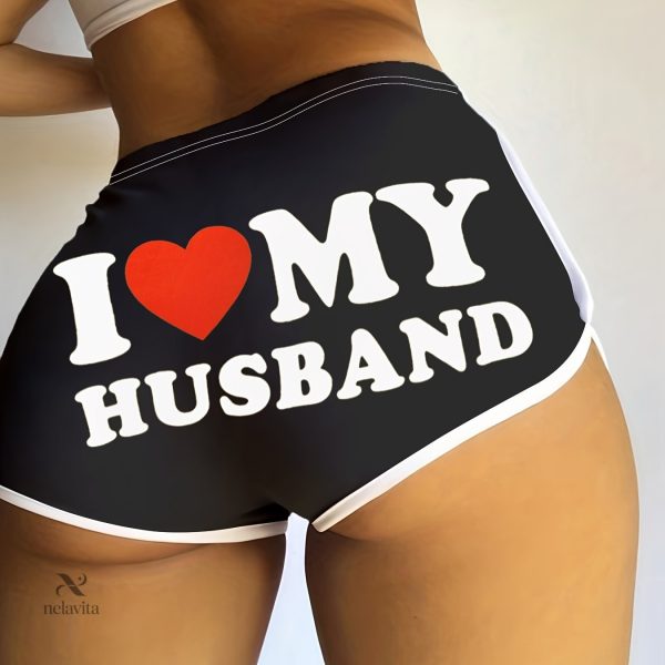 Short imprimé pour femme, motif "I LOVE MY HUSBAND