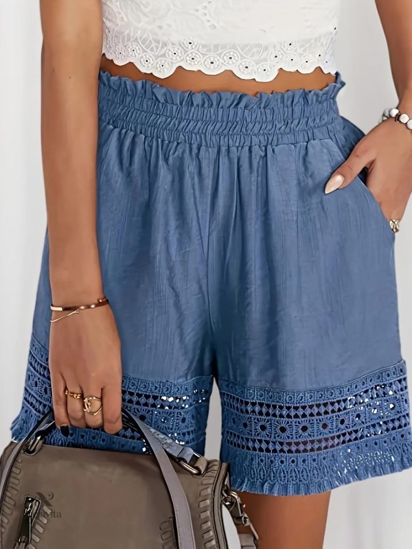 short-taille-haute-poches-diagonales-finition-dentelle-1 Short taille haute avec poches diagonales et finition en dentelle