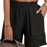 Short féminin avec poches et élégance en dentelle