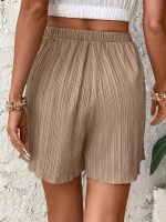 Short Uni en Tissu Froncé