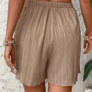 Short Uni en Tissu Froncé