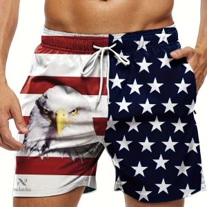 Shorts d'été homme - Motif de drapeau, taille élastique