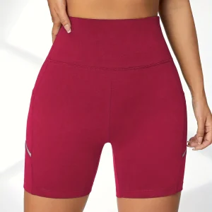 Shorty Gainant Femme Sport Taille Haute avec Poche – Legging Court Sculptant, Effet Ventre Plat et Maintien Optimal
