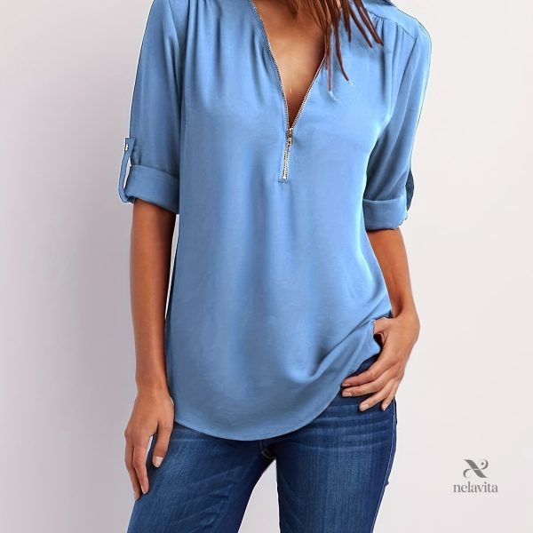 Blouse à demi-zip pour un look stylé