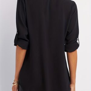 Chemisier femme Col V avec demi-zip