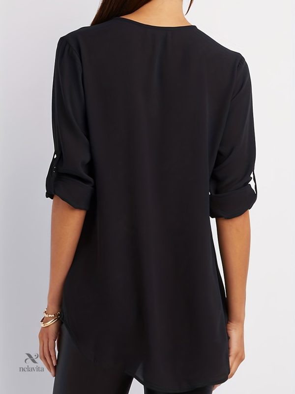 Chemisier femme Col V avec demi-zip