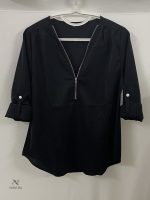 Blouse unie à manches retroussables