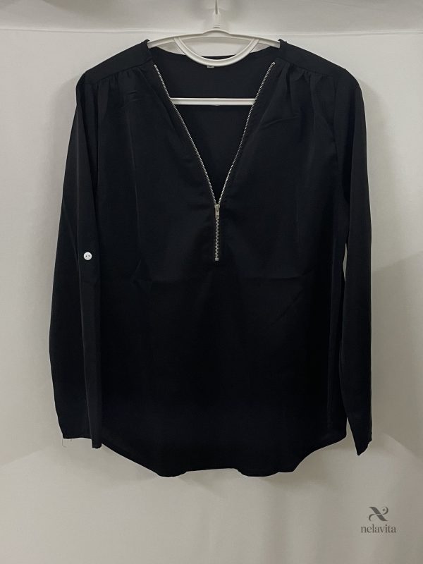 Blouse décontractée avec manches retroussables