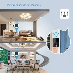 Sonnette intelligente avec connexion Wi-Fi 2.4G pour domicile