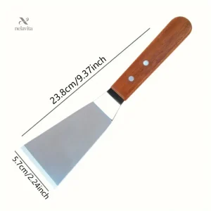 Spatule de cuisine en acier inoxydable avec manche en bois