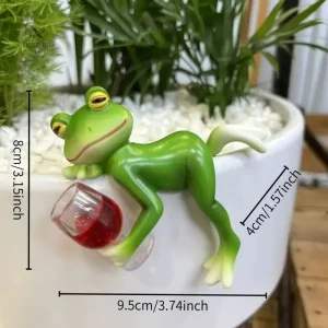Sculpture humoristique de jardin avec grenouille