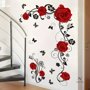 Décoration murale de fleurs et papillons pour salon