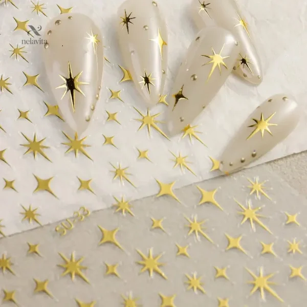 Étoiles brillantes autocollantes pour nail art créatif