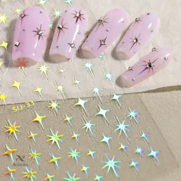 Accessoire nail art : stickers holographiques scintillants
