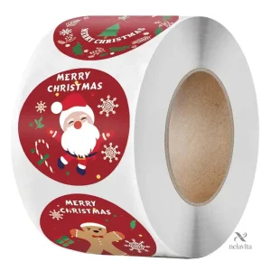 Stickers ronds Merry Christmas pour emballages cadeaux