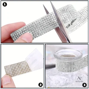 Strass Autocollant Décoratif pour Téléphone – Bande de Strass Argentée pour Personnaliser Votre Coque
