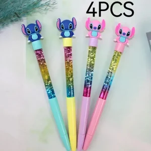Stylos pailletés Stitch – Lot de 4 stylos gel kawaii