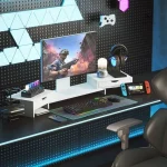 Support d’écran ergonomique avec tiroirs de rangement